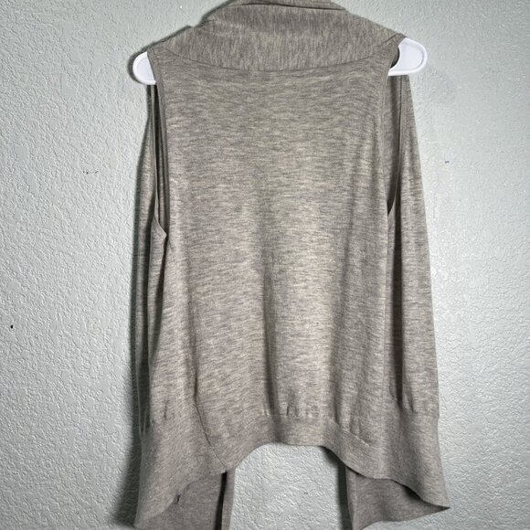 Vince Sweater Vest Womens S Oatmeal Cashmere Shrug Open Front Slinky Pockets Y2K - Picture 4 of 8